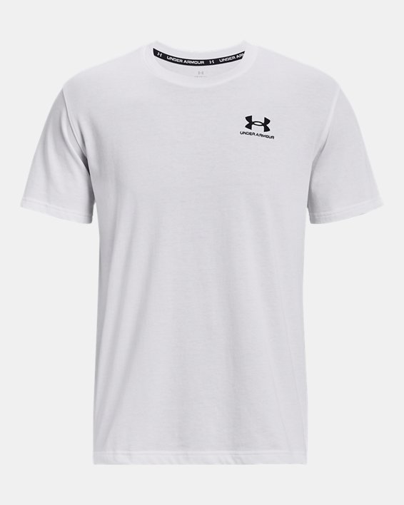 Men's UA Logo Embroidered Heavyweight Short Sleeve in White image number 4